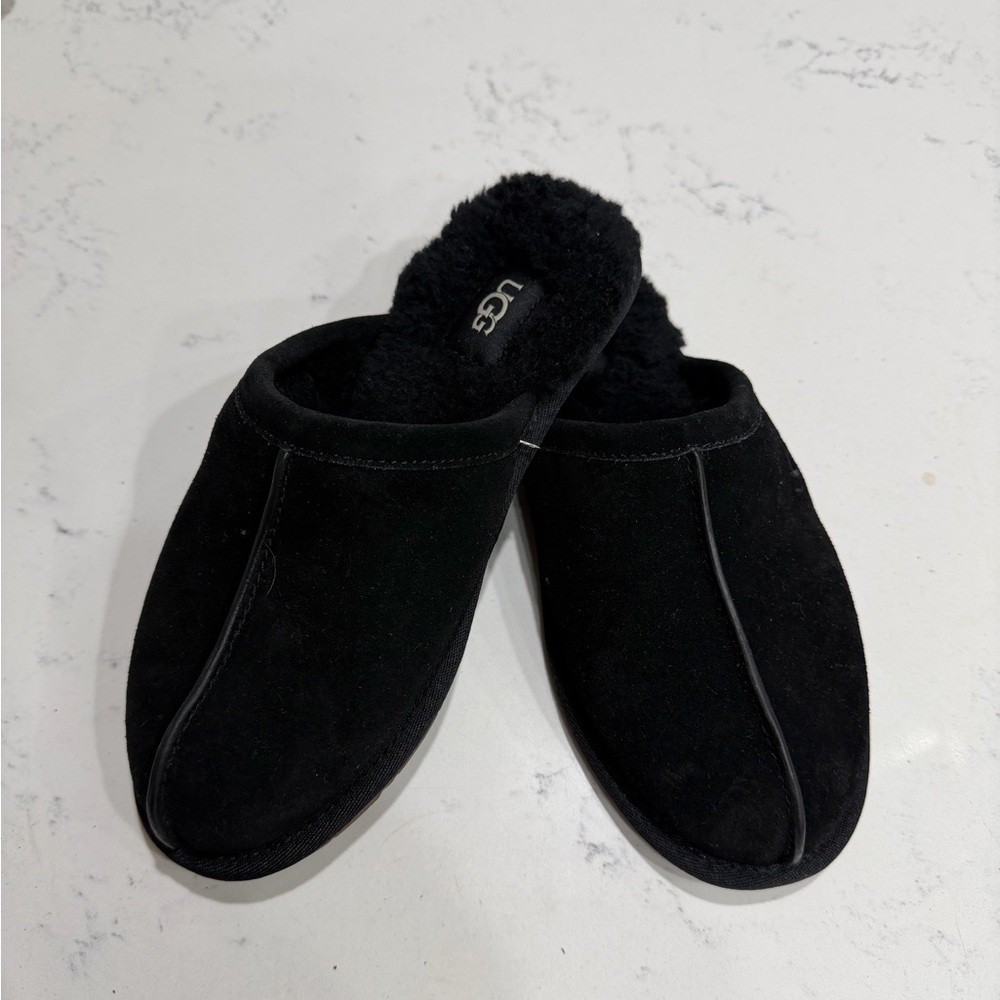 UGG Black Suede Slip-On Slippers - Picture 4 of 7